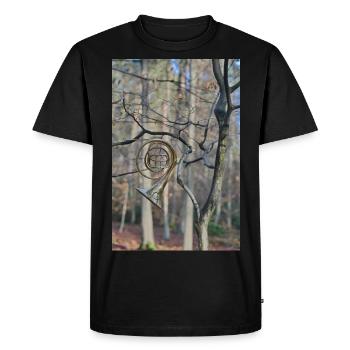 Une corne sur un arbre dans les bois - T-shirt Premium bio Homme - noir - Devant - Nico (187cm)