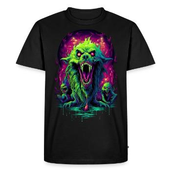 Loup d’horreur, chien zombie effrayant - T-shirt Premium bio Homme - noir - Devant - Nico (187cm)