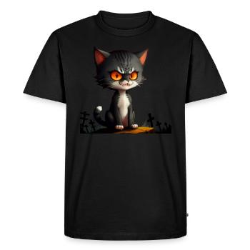 Halloween Cat- Evil Cat Cartoon - T-shirt Premium bio Homme - noir - Devant - Nico (187cm)