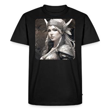 Fantasy Anime Girl Viking Germanic Trigues Middle Ages - Men's Premium Organic T-Shirt - black - Front - Nico (187cm)