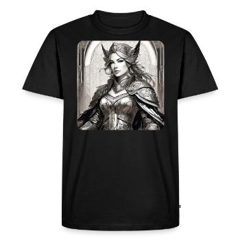 Fantasy Anime Girl Viking Germanic Trigues Middle Ages - Men's Premium Organic T-Shirt - black - Front - Nico (187cm)