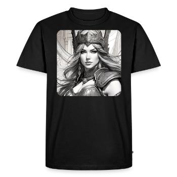 Fantasy Anime Girl Viking Germanic Trigues Middle Ages - Men's Premium Organic T-Shirt - black - Front - Nico (187cm)