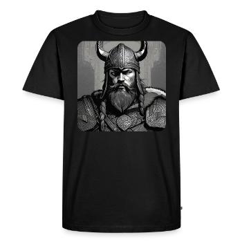 Proud Viking with Horns Helmet Germanic Berserker - Men's Premium Organic T-Shirt - black - Front - Nico (187cm)