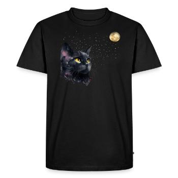 LE CHAT ET LA LUNE - T-shirt Premium bio Homme - noir - Devant - Nico (187cm)