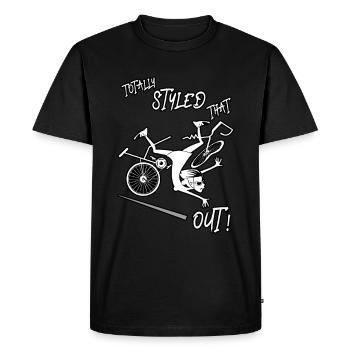 Funny Bike Accident, Bicycle Crash, Cycling Girl - Men's Premium Organic T-Shirt - black - Front - Nico (187cm)