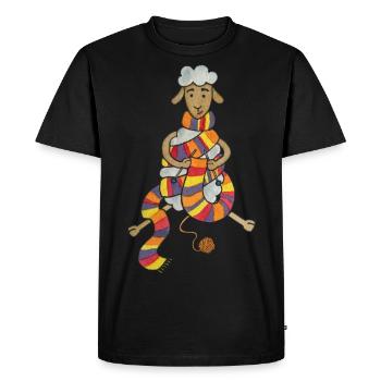 Mignon mouton tricot Laine au crochet - T-shirt Premium bio Homme - noir - Devant - Nico (187cm)