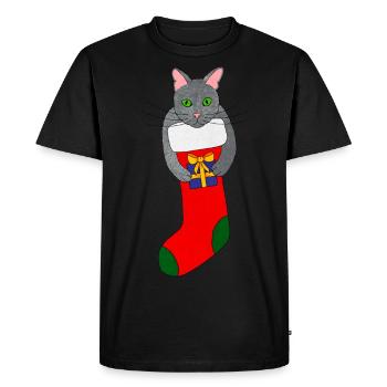 chat de Noël chaton de Noël chat de Noël - T-shirt Premium bio Homme - noir - Devant - Nico (187cm)