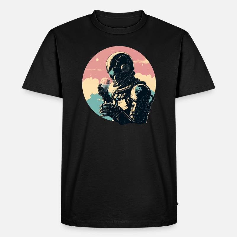 Roboter mit Eis - Männer Premium Bio T-Shirt - Schwarz