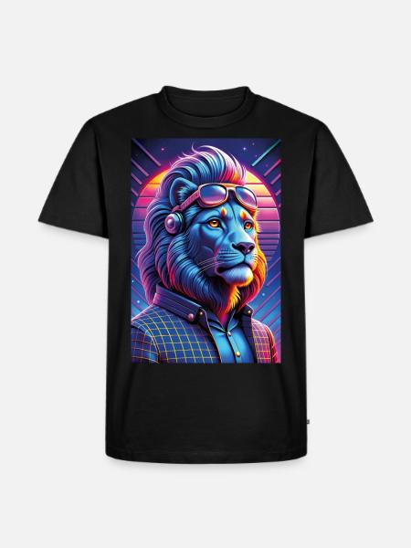 Lion Pop Art 80s - Men's Premium Organic T-Shirt - black