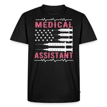 Medical Assistant American Flag Medical Assistant - T-shirt Premium bio Homme - noir - Devant - Nico (187cm)