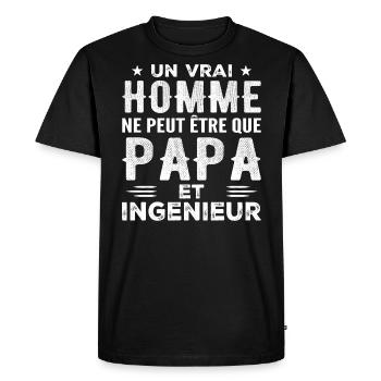 A Real Man Is Just a Dad and an Engineer - Men's Premium Organic T-Shirt - black - Front - Nico (187cm)