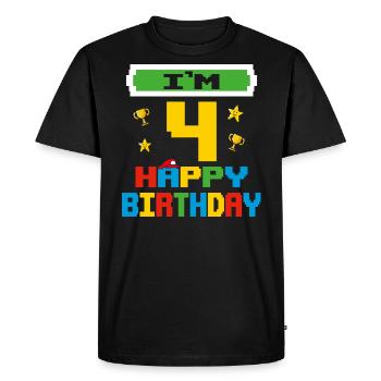 Four 4yr 4th Birthday Happy Birthday 4 Years Old - T-shirt Premium bio Homme - noir - Devant - Nico (187cm)