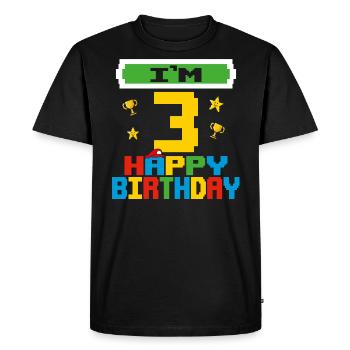 Three 3yr 3th Birthday Happy Birthday 3 Years Old - T-shirt Premium bio Homme - noir - Devant - Nico (187cm)