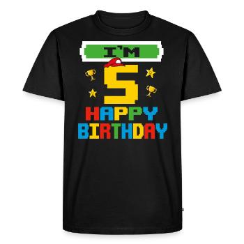 Five 5yr 5th Birthday Happy Birthday 5 Years Old - T-shirt Premium bio Homme - noir - Devant - Nico (187cm)