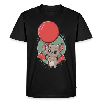Cute bat with balloon - Men's Premium Organic T-Shirt - black - Front - Nico (187cm)