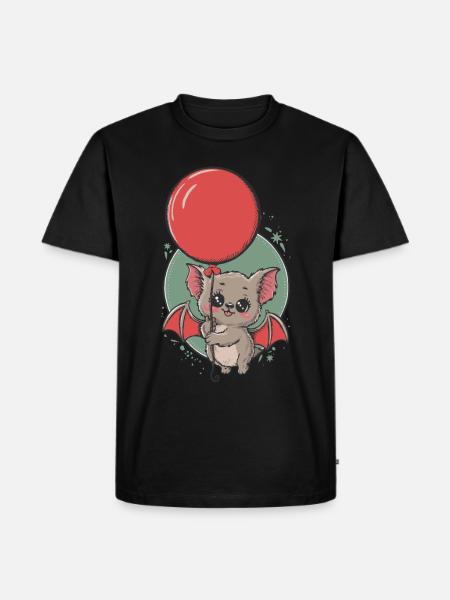 Cute bat with balloon - Men's Premium Organic T-Shirt - black