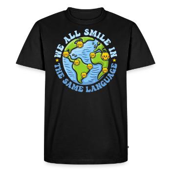We All Smile In The Same Language Fun ESL Teacher - Men's Premium Organic T-Shirt - black - Front - Nico (187cm)
