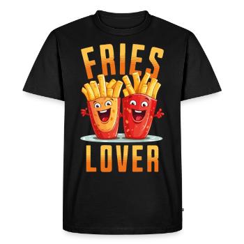 french fries love frieze lover frits face - Men's Premium Organic T-Shirt - black - Front - Nico (187cm)