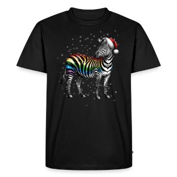 Rainbow Zebra with Santa Hat - Men's Premium Organic T-Shirt - black - Front - Nico (187cm)