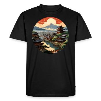 Ville médiévale japonaise - T-shirt Premium bio Homme - noir - Devant - Nico (187cm)