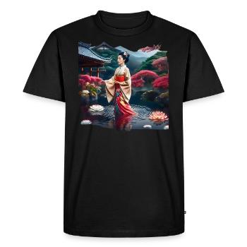 Japanese Lady - Men's Premium Organic T-Shirt - black - Front - Nico (187cm)