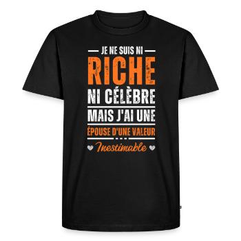 J'ai une épouse d'une valeur inestimable cadeau - T-shirt Premium bio Homme - noir - Devant - Nico (187cm)