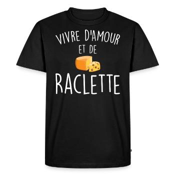 Vivre d'Amour et De Raclette - T-shirt Premium bio Homme - noir - Devant - Nico (187cm)