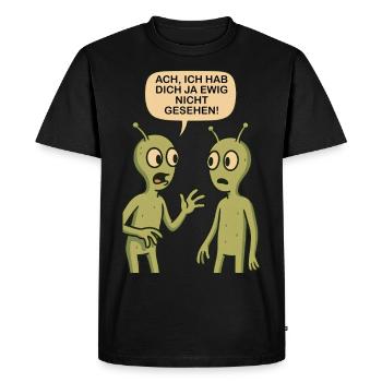 Oh, je ne t’ai pas vu depuis des lustres (extraterrestres) - T-shirt Premium bio Homme - noir - Devant - Nico (187cm)