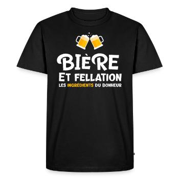Bière fellation cadeau drôle alcool homme beauf - T-shirt Premium bio Homme - noir - Devant - Nico (187cm)