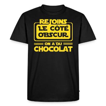 Humour Chocolat - T-shirt Premium bio Homme - noir - Devant - Nico (187cm)