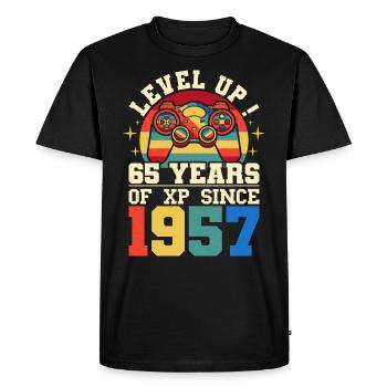 Niveau 65 1957 Anniversaire Gamer 65 ans - T-shirt Premium bio Homme - noir - Devant - Nico (187cm)