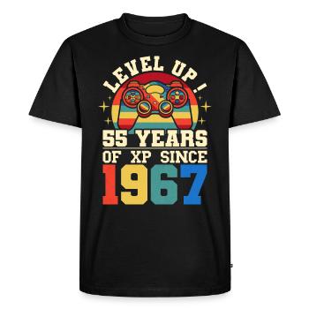Niveau 55 1967 Anniversaire Gamer 55 ans - T-shirt Premium bio Homme - noir - Devant - Nico (187cm)