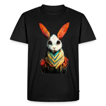 Peinture aquarelle de lapin #rabbit - T-shirt Premium bio Homme - noir - Devant - Nico (187cm)