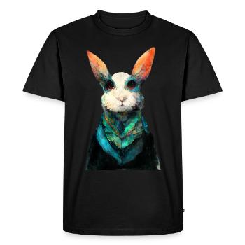 Peinture aquarelle de lapin #rabbit - T-shirt Premium bio Homme - noir - Devant - Nico (187cm)
