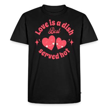 Humour Amour Couple - Idée Saint Valentin - T-shirt Premium bio Homme - noir - Devant - Nico (187cm)