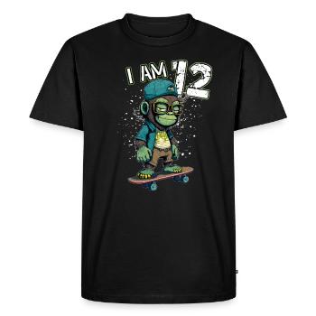Children birthday 12 years - skater monkey - Men's Premium Organic T-Shirt - black - Front - Nico (187cm)