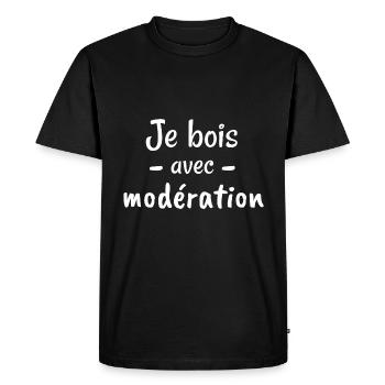 t-shirt humour je bois avec modération - T-shirt Premium bio Homme - noir - Devant - Nico (187cm)