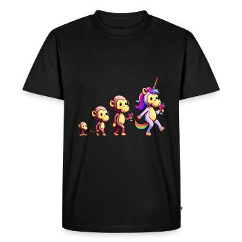 Funny Evolution Unicorn Wine Alcohol Monkey Bachelor Party - Men's Premium Organic T-Shirt - black - Front - Nico (187cm)