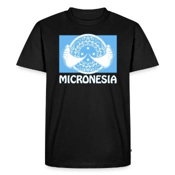 Flag of Micronesia and manta rays - Men's Premium Organic T-Shirt - black - Front - Nico (187cm)