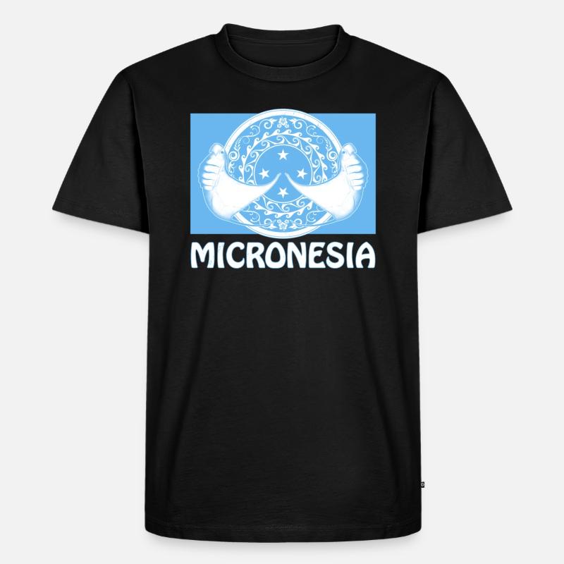 Flagge Mikronesiens und Mantarochen - Männer Premium Bio T-Shirt - Schwarz