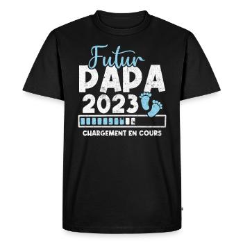 Futur papa 2023 chargement en cours - T-shirt Premium bio Homme - noir - Devant - Nico (187cm)