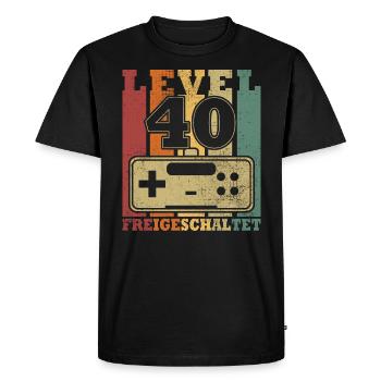 Level 40 Unlocked - Men's Premium Organic T-Shirt - black - Front - Nico (187cm)