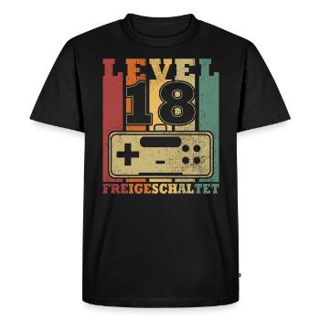Niveau 18 Déverrouillé - T-shirt Premium bio Homme - noir - Devant - Nico (187cm)