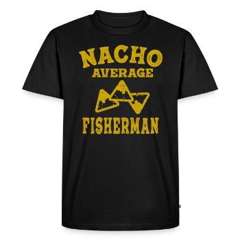 funny fishing fish fisherman nacho average - Men's Premium Organic T-Shirt - black - Front - Nico (187cm)