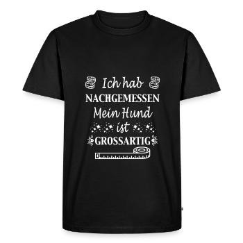 Ich hab nachgemessen - Hundemotiv - Hundespruch - Männer Premium Bio T-Shirt - Schwarz - Vorne - Nico (187cm)