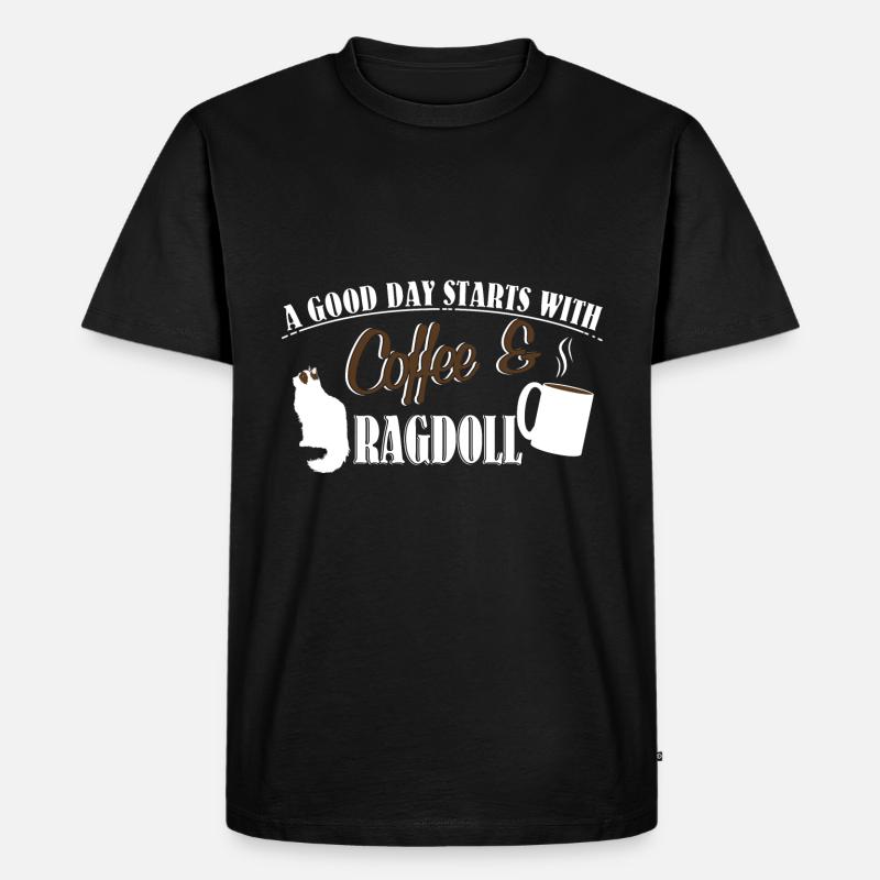 Kaffee Ragdoll - Männer Premium Bio T-Shirt - Schwarz