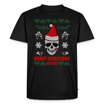 Laid Crâne de Noël Joyeux Noël cadeau de Noël - T-shirt Premium bio Homme - noir - Devant - Nico (187cm)