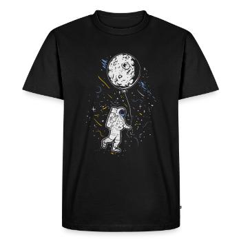 Astronaute avec ballon - Lune spatiale spatiale - T-shirt Premium bio Homme - noir - Devant - Nico (187cm)