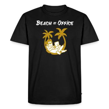 Numérique voyageur nomade plage ordinateur portable palmiers - T-shirt Premium bio Homme - noir - Devant - Nico (187cm)