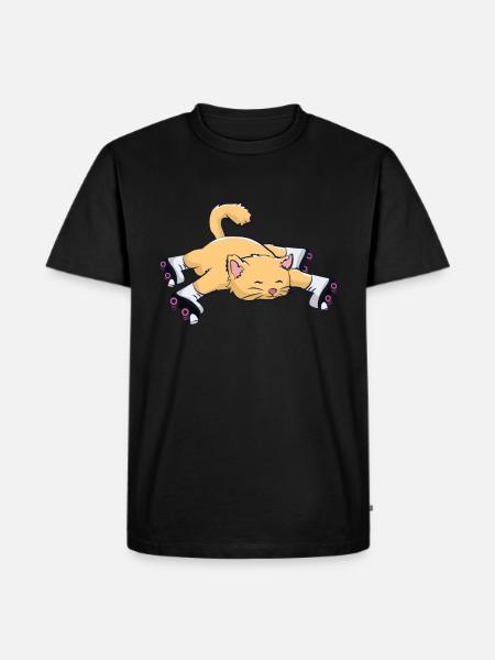 Cat with roller skates - Men's Premium Organic T-Shirt - black